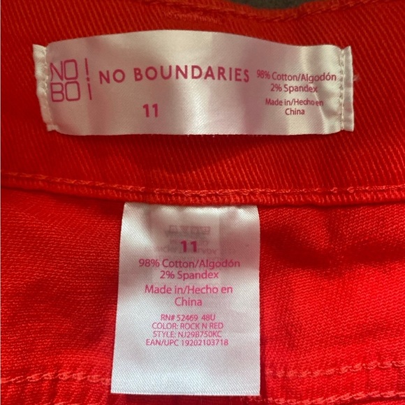 NO BOUNDARIES - Red cut off shorts Juniors girls size 11 - Picture 2 of 7